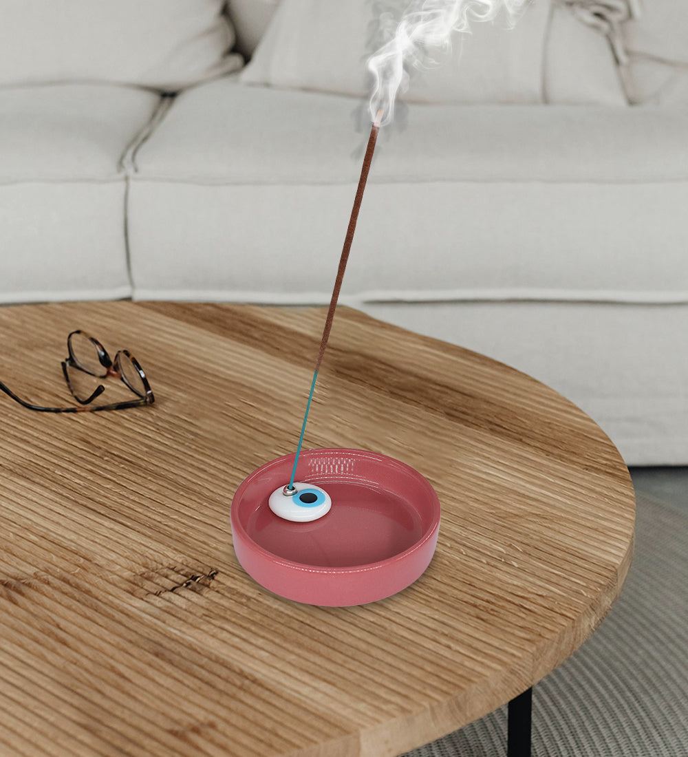 Pink - Evil Eye Ceramic Incense Holder Burner