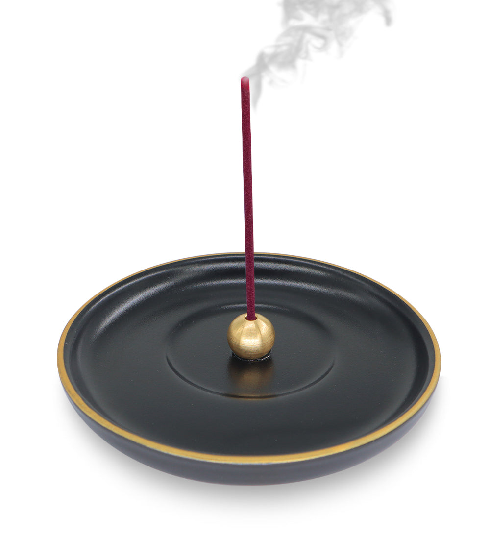 Black - Gold Ceramic Incense Holder Burner