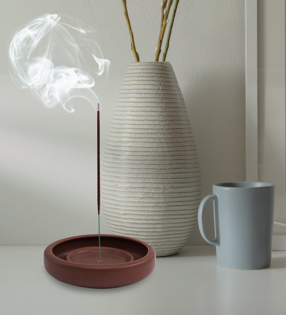 BROWN - Ceramic classic incense burner, incense holder