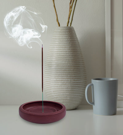 BURGUNDY - Ceramic classic incense burner, incense holder